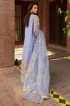 Chanderi Floral Embroidered Dress For Eid, Silk Embroidered Dress With Floral Design For Eid, Silk Embroidered Dress With Floral Embroidery For Eid, Formal Chanderi Traditional Wear With Floral Embroidery, Elegant Floral Embroidered Salwar Kameez For Diwali, Elegant Unstitched Suit With Floral Embroidery For Designer Wear, Elegant Unstitched Suit With Floral Embroidery For Diwali, Designer Dresses With Floral Embroidery For Eid, Blue Jamawar Dress For Eid