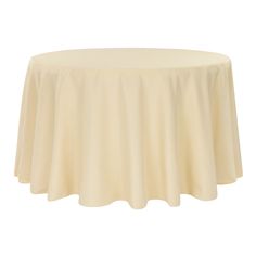 a round table with a white cloth on it