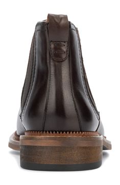 Elastic insets bring essential flexibility to a polished leather Chelsea boot set on a stacked sole. 4" shaft height, 12" opening circumference Pull-on style Comfort cushioned insole Stacked sole Leather and textile upper, rubber sole Imported Brown Chelsea Boots With Snip Toe And Leather Footbed, Brown Chelsea Boots With Leather Footbed And Snip Toe, Brown Snip Toe Chelsea Boots With Leather Footbed, Formal Boots With Leather Backing And Round Toe, Classic Boots With Leather Backing, Classic Boots With Leather Backing And Round Toe, Chelsea Boots Men, Leather Chelsea Boots, Chelsea Boot