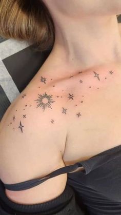 a woman's chest with stars on it