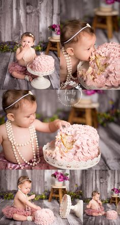 nj cake smash - vintage girl pearls , pink girls cake smash , pink and grey cake smash , mauve cake smash , tutu cake smash , lovely daze photography