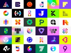 the logos are all different colors and shapes, but they appear to be very colorful