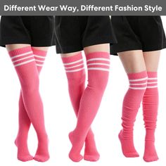 Striped Thigh Highs, Striped Leg Warmers, Thigh High Leg Warmers, Plus Size Tights, Lace Stockings, Bubble Gum Pink, Thigh High Socks, Pink And White Stripes, Thigh High Stockings