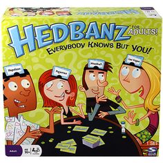 the board game hedbranz adults everybody knows but you has four people around it