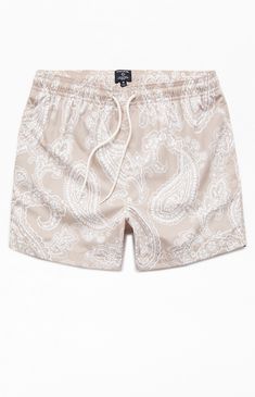 Introducing the Tan Tonal Paisley 4.5" Swim Trunks from PacSun, your eco-conscious choice for summer style. Crafted from recycled polyester and featuring a stylish paisley pattern throughout, these trunks offer both sustainability and sophistication. With an elastic stretch waistline, side pockets, and a newly improved full mesh lining, they provide comfort and functionality for all your beach adventures.


	Elastic stretch waistline
	Adjustable drawstrings
	Side pockets
	Single back pocket Beach Adventure, Pants Details, Mens Swim Trunks, Man Swimming, Police Department, Eco Conscious, Paisley Pattern, Swim Trunks, Exclusive Collection