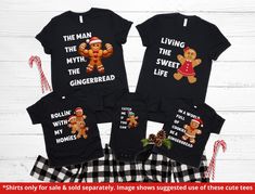 Deck the halls with laughter and holiday cheer this season with our 8 Funny Family Gingerbread Christmas inspirational puns Matching Shirts! These whimsical, matching tees are the icing on the gingerbread house when it comes to celebrating the festive spirit with your loved ones. From the adorable gingerbread designs to the cozy holiday attire, these shirts are the perfect recipe for sharing joy during your family gatherings. Our Gingerbread family shirts are more than just attire; they're a delightful way to create cherished memories and bring the whole family together in style. Whether you're searching for funny gingerbread shirts or simply looking to add an extra dash of merriment to your holiday celebrations, these tees are the perfect choice. So, gather your loved ones, don your match Inspirational Puns, Gingerbread Designs, Gingerbread Family, Group Matching, Matching Family Shirts, Holiday Attire, Family Shirts Matching, Funny Family, Gingerbread Christmas