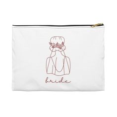 This Bride Makeup Bag is perfect for holding all of your cosmetics and beauty essentials on your big day. With its elegant design, it adds a touch of luxury to your bridal preparation. Ideal for brides, bridesmaids, and anyone getting ready for a wedding or special occasion. Product features - 100% Spun polyester for shape retention and wrinkle resistance - Vibrant colors for crisp and bright designs - Zipper closure with a gold color puller - Lined interior for added durability - Available in m Bride Makeup Bag, Bridal Preparation, Braut Make-up, Bride Makeup, Soft Bristle Brush, Bright Designs, Makeup Pouch, Make Up Bag, Coin Purses