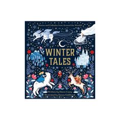 the book cover for winter tales, with an image of two unicorns and snowflakes