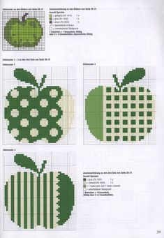 cross stitch pattern for an apple