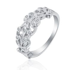 a white gold ring with diamonds on it