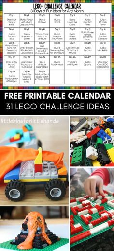 lego printable calendar for kids with pictures and instructions to help them learn how to use it