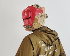 With this printable template, you can make a sturdy, neat and sustainable cardboard Cyberpunk style helmet with retractable face craft just like in the photo   This templates is designed for corrugated cardboard with maximum thickness of 4mm (c-flute cardboard). The best cardboard to use is E-flute 1.5mm for example, shoes box, pizza box, toys box. You can also apply this to a paper with grammage minimum of 150gram or any cardstock like cereal box. FILES INCLUDED: 1. PDF Instructions (English an Cardboard Mask Ideas, Cardboard Helmet, Cyberpunk Helmet, A4 Sticker, Cardboard Mask, Style Cyberpunk, Paper Binder, Pizza Box, Box Toys