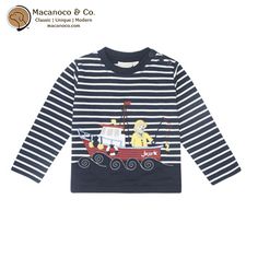 Color: Navy Stripe, Size: 6-12 Months Long Sleeve Cotton T-shirt For Playwear, Navy Cotton Nautical Tops, Playful Striped Tops For Playwear, Nautical Cotton Tops For Fall, Striped Cotton Top For Playwear, Navy Long Sleeve Summer Top, Nautical Cotton Crew Neck Top, Cotton Nautical Crew Neck Tops, Casual Long Sleeve T-shirt For Playtime