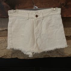 White Jean Shorts Came Distressed Brand New Never Been Worn No Stains Or Snags No Piles No Extra Holes White Summer Shorts With Frayed Hem, White Frayed Hem Summer Shorts, White Cutoff Jean Shorts For Beach, White Beach Bottoms With Frayed Hem, White Bottoms With Frayed Hem For Beach, Fitted White Shorts With Frayed Hem, White Cutoff Beach Shorts, White Cutoff Bottoms For Beach, White Cutoff Bottoms For The Beach