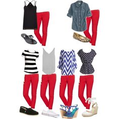 How to wear red crop pants Red Crop Pants Outfit, What To Wear With Red Pants, Red Pants Outfit Summer, Outfit Pantalon Rojo, Mode Ab 50, Wear Red