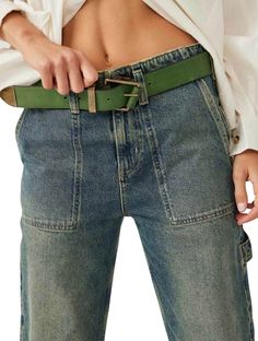 Free People WTF Getty Leather Belt in Harbour Green – JAYNE Boutique Free People Style, Simplistic Design, Price Drop, Fitness Inspo, Online Purchase, Leather Belt, Personal Style, Free People, Spring Summer