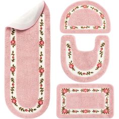 pink bathroom rugs and mats with roses on them