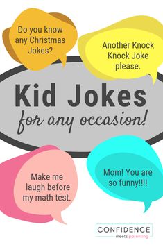 kids jokes for any occasion with three speech bubbles