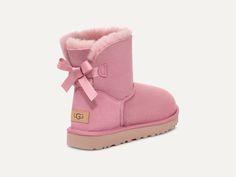 Mini Bailey Bow II Boot Bow Uggs, Bow Ugg Boots, Mini Bailey Bow Uggs, Uggs Boots With Bows, Ugg Boots Bow, Baily Bow Pink Uggs, Ugg Boots With Bows, Uggs With Bows, Mini Baileys