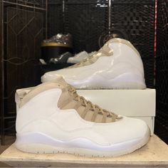 Size 10.5 - Jordan 10 Retro Solefly 10th Anniversary Ivory 2020 - Cz6599-100 Original Box Included Additional Laces Included Ships Same/Next Day Custom Cream Sneakers With Rubber Sole For Sports, Off White Round Toe Sneakers With Rubber Sole, White Jordan Shoes With Translucent Outsole For Streetwear, Cream Sneakers With Boost Midsole And Round Toe, Cream Basketball Shoes With Cushioned Footbed For Streetwear, Cream Lace-up Basketball Shoes With Boost Midsole, Cream High-top Sneakers With Contrast Sole And Round Toe, Custom Cream Lace-up Sneakers With Boost Midsole, Cream Basketball Shoes With Rubber Sole