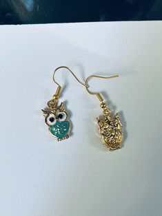 Owl Dangle Earrings, Cute Gold Earrings, Trendy Gift Ideas for Her, Colorful Earrings - Etsy Enamel Drop Earrings, Trendy Enamel Earrings For Gift, Trendy Gold Enamel Earrings, Hypoallergenic Gold Enamel Jewelry, Trendy Hypoallergenic Enamel Earrings, Gold Enamel Pierced Earrings, Nickel Free Enamel Dangle Earrings, Trendy Enamel Drop Earrings, Pierced Dangle Earrings In Enamel