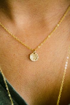 Tiny Initial Necklace Gold Letter Necklace Gold Filled | Etsy Hong Kong Dainty Charm Necklace With Coin Pendant, Dainty 14k Gold Filled Coin Necklace, Dainty Coin Necklace With Initial Pendant And Delicate Chain, Simple Tiny Gold Charm Necklace, Tiny Gold Initial Necklace For Everyday, Dainty Initial Necklace With Round Pendant, Dainty Round Pendant Initial Necklace, Personalized Gold Dainty Coin Necklace, Dainty Personalized Gold Coin Necklace