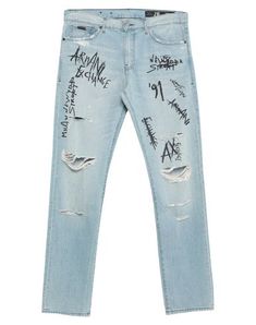 Denim Print Logo Solid color Slashed detailing Light wash Mid rise Front closure Button Zip Multipockets 2000s Baby, Denim Print, Denim Pants Mens, Armani Exchange Men, Jeans Logo, Pants Blue, Denim Details, Font Style, Font Styles