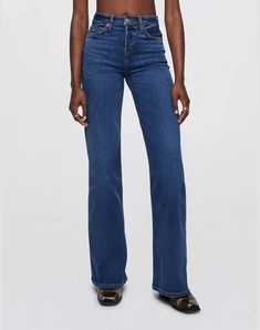 The 70s Ultra High Rise Wide Leg in Monterey Fade is our version of the classic 70s-inspired trouser flare with a higher rise and full length inseam. Features a subtle distressing and a rich indigo wash on soft light weight eco-stretch fabric, classic button fly and finished hem. Classic Full-length Flare Jeans For Fall, Classic Full Length Flare Jeans For Fall, Classic Straight Leg Fall Flares, Classic Straight Leg Flares For Fall, Virgo Rising, Skirt Fits, Loose Outfit, 70s Inspired, Tee Outfit