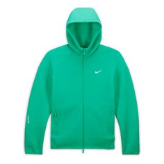 Nike x NOCTA Tech Fleece Full Zip Hoodie 'Stadium Green' FD8453-324 Nike Fleece Track Jacket For Sports, Nike Athleisure Hoodie For Running, Green Hooded Sportswear Activewear, Technical Running Hoodie, Sporty Activewear With Fleece Lining For Sports, Sporty Track Jacket With Fleece Lining, Sporty Fleece Jacket With Ribbed Cuffs, Nike Sporty Hoodie For Sports, Nike Running Hoodie Sportswear