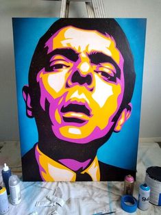 the obama painting is being worked on