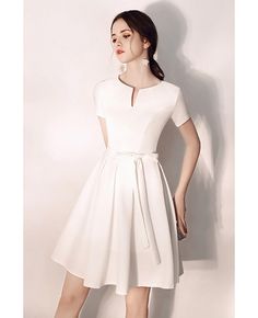 Shop Pretty Little White Hoco Party Dress With Sash Sleeves online. All instock with free shipping. Pro since 2009. Unique Dresses Short, Hoco Party, Tea Length Homecoming Dresses, Color Uva, Hoco Dress, Satin Homecoming Dress, Tulle Homecoming Dress, Outfits Dress, Pretty Shorts