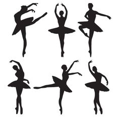 the silhouettes of ballet dancers in different poses