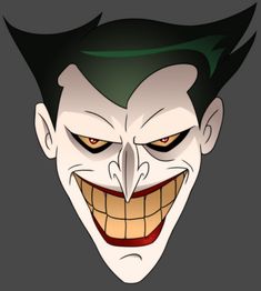 an evil looking joker with green hair and yellow eyes is shown in this cartoon character's face