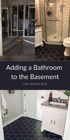 the bathroom is clean and ready to be used as a home decorating project with black tile