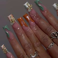 Bow Nail, Hard Nails, Girly Acrylic Nails, Cute Acrylic Nail Designs, Dope Nail Designs, Exotic Nails, Long Acrylic Nails Coffin, Long Square Acrylic Nails