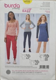 the sewing pattern is designed to look like it has two different tops and pants on each side