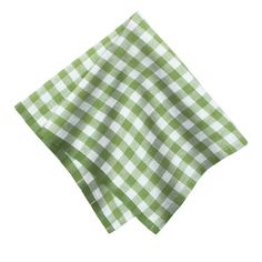 a green and white checkered napkin on a white background