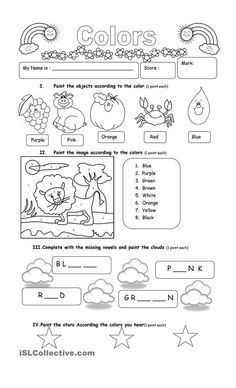 the worksheet for color words and pictures to help students learn how to use them