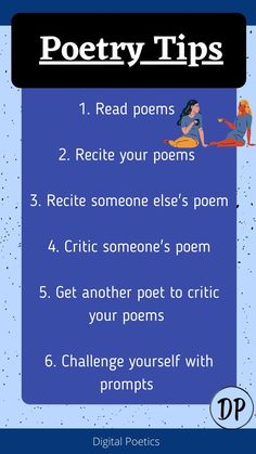 a poster with the words poetry tips on it