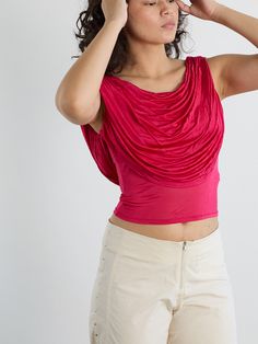 Galla Top - Raspberry Red Drapes, Drape Top, Lisa Says Gah, Paloma Wool, Raspberry Color, Draped Top, Turks And Caicos, Low Back, Paloma