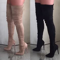 Kasut Tumit Tinggi, Black High Heels, Shoe Obsession, Boots Outfit, Thigh High Boots, High Heel Boots, Thigh High, Lany