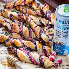 cranberry and blueberry turnovers with a can of nutella