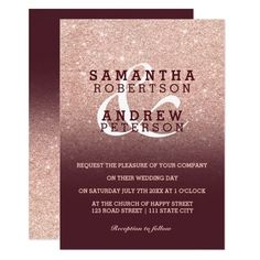 an elegant wedding card with glitter on it