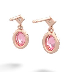 An eclectic mix of modern and antique styles with a dash of art-deco, these vibrant pink lab pink sapphire earrings in 14K Rose Gold are truly one-of-a-kind. {diamondcarats}, in both pave and prong settings, further enhance the uniqueness of this design. Pink Diamond Drop Earrings Fine Jewelry, Pink Diamond Drop Earrings In Fine Jewelry Style, Pink Diamond Drop Earrings, Rose Gold Pink Sapphire Earrings, Fine Jewelry Pink Sapphire Earrings, Fine Jewelry Pink Earrings With Halo Design, Pink Earrings With Halo Design Fine Jewelry, Pink Halo Design Fine Jewelry Earrings, Pink Halo Earrings Fine Jewelry