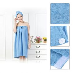 Description: This set includes 1pc wrap towel and also 1pc hair drying cap, which is made of high grade material that is super soft, smooth, safe to your skin and also eco-friendly. Having good features of absorbing simply and breathing freely. The hair drying cap can dry hair fast and easily. Very easy to wash, convenient to use and comfortable to wear, suitable to wear for shower, spa, bath, and sauna etc. So, such a perfect product, don't miss it. Features: 1. Made of high grade material, whi Spa Wrap Towel, Towel Ideas, Hair Drying Cap, Spa Wraps, Bad Set, Bath Wrap, Soft Bath Towels, Hair Drying, Body Wrap