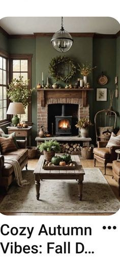 a living room filled with furniture and a fire place