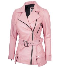 Asymmetrical Pink Belted Moto Leather Jacket For Women
Make a bold and vibrant statement with our Women’s Asymmetrical Pink Belted Motorcycle Leather Jacket. Crafted from genuine lambskin leather, this jacket features a striking pink hue that adds a playful yet edgy touch to the classic motorcycle design. The asymmetrical zipper and adjustable belted waist offer a flattering fit and enhance its modern appeal. Perfect for those who want to blend daring style with luxurious comfort, this jacket is a standout addition to wardrobe. Leather Motorcycle Jacket Women, Asymmetrical Leather Jacket, Purple Leather Jacket, Asymmetrical Collar, Motorcycle Leather Jacket, Leather Varsity Jackets, Biker Coat, Pink Leather Jacket, Womens Biker Jacket