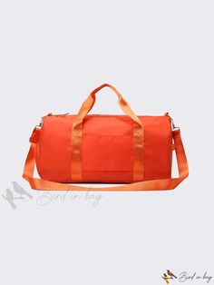 Bird in Bag - Professional Waterproof Gym Duffel Bag with Dual Wet and Dry Compartments, Multifunctional Portable Shoulder Bag with Shoe Compartment Orange Nylon School Bags, Functional Rectangular Gym Bag In Solid Color, Casual Orange Sports Bag, Functional Rectangular Solid Color Gym Bag, Functional Orange Sports Bag, Functional Orange Bag With Zipper Closure, Orange Nylon Travel Bag, Orange Nylon Bags For Everyday Use, Orange Nylon Bags With Adjustable Strap