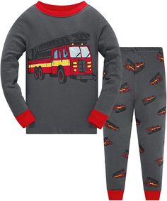 PRICES MAY VARY. High Quality Soft Fabric: Boys Pajamas are made of soft 100% cotton fabric to help protect child's delicate skin, very comfortable and durable to wear. Cute Cartoon Design: The Space/Dinosaur/Truck print pajamas for boys will be very cool, which will make your little boy special and will be interesting on every day. Well made, the toddler boys pajamas adorable and much more beautiful than pictures, kids will like it as gift, highly recommend. Best Gift: Great gifts for School, B Space Dinosaur, Pajamas For Boys, Kids Pjs, Trucks Print, School Birthday, Pajamas Sets, Sleep Wear, Holiday Wear, Clothes Set