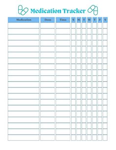 Manage your health effectively with our Weekly Medication Tracker Printable. This user-friendly template is designed to help you keep track of your medications on a weekly basis. Stay organized, never miss a dose, and maintain a consistent medication routine for your well-being. Whether you're managing multiple prescriptions or simply want to ensure compliance, this printable tracker is a valuable tool. Download, print, and take control of your medication schedule. Medication Chart Printable, Health Tracker Printable, Medication Tracker Printable, Self Esteem Building Activities, Medication Schedule, Medical Printables, Medical Binder Printables, Medication Log, Medical Binder